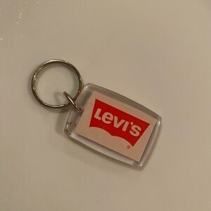 Vintage Levi's Red Batwing Logo Acrylic Block Keychain Rare 70s 80s